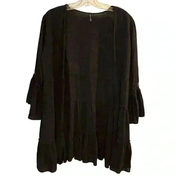 Raviya Sweaters - RAVIYA Women's Black Tiered Kimono Coatigan Size M Long Sleeve Casual